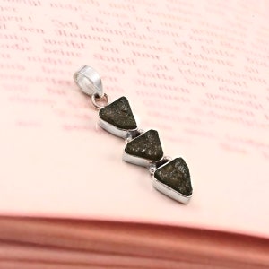 Genuine Moldavite Rough Pendant 100% Natural, Certified Gemstone From Czech Republic 925Sterling Silver Handmade Jewelry For Mother Day Gift