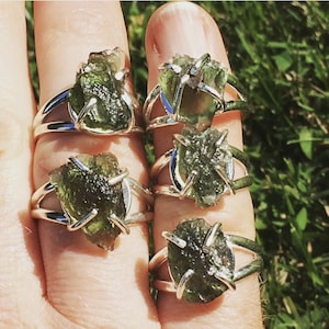 Handmade Sterling Silver Moldavite Ring: Czech Republic Gemstone