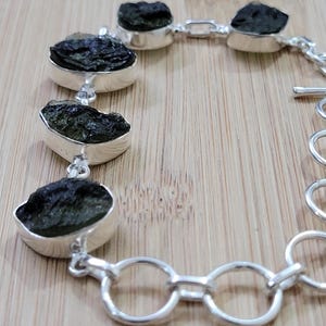 Moldavite Bracelet, Natural Moldavite bracelet ,100% Real Moldavite Stone, 925 silver handmade bracelets, crystal bracelete, Unisex bracelet