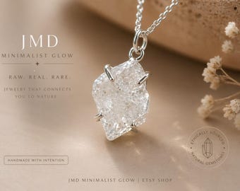 ハーキマーダイヤモンドペンダントネックレス、ミニマルなシルバージュエリー、ボヘミアンスタイル、天然宝石ハンドメイドペンダント。
