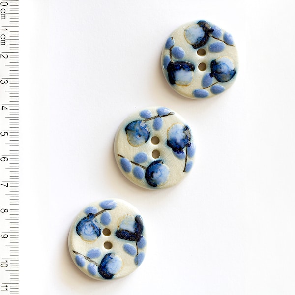 Blue Floral Buttons, Pink Floral Buttons, Handmade Washable Buttons, Stunning Buttons, Statement Buttons, Coat Buttons, Striking Buttons