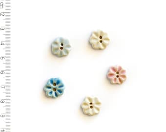 Tiny Flower Buttons, Handmade Washable Buttons, Natural Buttons, Shiny Buttons, Decorative Buttons, Replace Plastic,