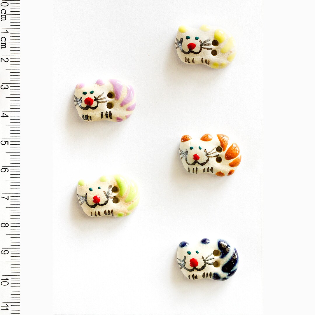 Cosy Cat Buttons, Handmade Washable Buttons, Fun Button, Decorative ...