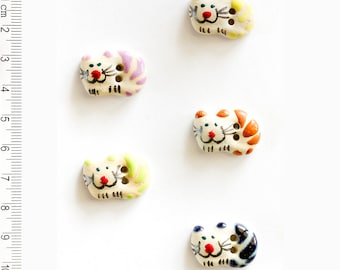 Cosy Cat Buttons, Handmade Washable Buttons, Fun Button, Decorative Button, Cute Kitty Button, Gift for Cat Lover, Fun Gift, Stocking Filler