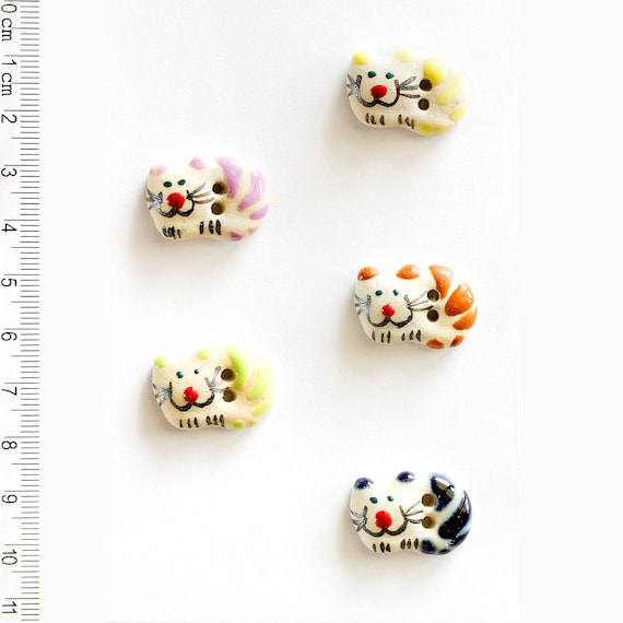 Cosy Cat Buttons, Handmade Washable Buttons, Fun Button, Decorative Button, Cute Kitty Button, Gift for Cat Lover, Fun Gift, Stocking Filler