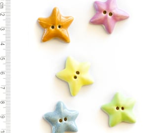 Star Buttons, Blue Star Buttons, White Star Buttons, Pastel Star Buttons, Blue Buttons, Shiny Buttons, Handmade Buttons, Washable Buttons