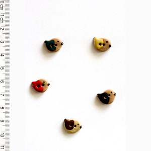 Bird Buttons, Tiny Bird Buttons, Handmade Washable Buttons, Cute Buttons, Decorative Buttons, Birds in a Row, Mother's Day Gift, Fun Gift