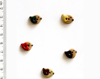 Bird Buttons, Tiny Bird Buttons, Handmade Washable Buttons, Cute Buttons, Decorative Buttons, Birds in a Row, Mother's Day Gift, Fun Gift