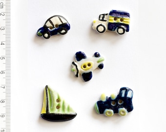 Transport Button Set, Train Buttons, Car Buttons, Boat Button, Plane Button, Truck Button, Boy Buttons, Boys Gift, Fun Decorative Buttons