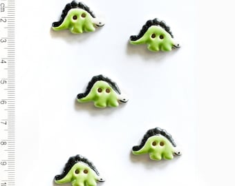 Dinosaur Buttons, Boys Buttons, Fun Buttons, Decorative Buttons, Handmade Washable Buttons, Green Buttons, Fun Gift, Stocking Filler