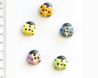 Ladybird Buttons, Handmade Buttons, Fun Buttons, Decorative Buttons, Washable Buttons, Coat Buttons, Shiny Button, Red Button, Pastel Button