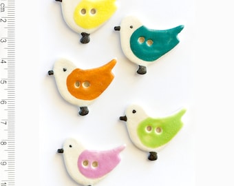 Bird Buttons, Pretty Pastel Buttons, Fun Buttons, Handmade Buttons, Gift for Birder, Fun Gift, Stocking Filler, Decorative Buttons
