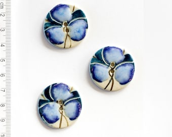 Exquisite Floral Buttons, Blue Button, Green Button,Striking Button, Statement Button, Handmade Washable Button, Coat Button,Stunning Button