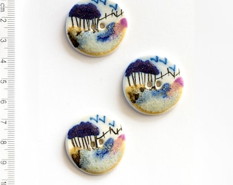 Country Scene Buttons, Handmade washable buttons, Unique Buttons, Fashion Buttons, Statement Buttons, Coat Buttons, Decorative Buttons