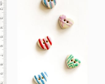 Heart Buttons, Pastel Buttons, Red Buttons, Valentine's Buttons, Valentine's Gift, Coat Buttons, Decorative Buttons, Handmade Craft Supplies