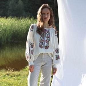 Ukrainian Vyshyvanka embroidered blouse for woman, Floral embroidery shirt, Ukraine ethnic clothes
