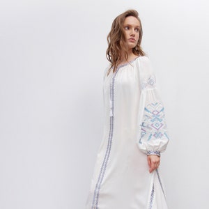 Vestido branco de algodão bordado ucraniano, Vyshyvanka para mulher, fantasia de casamento na Ucrânia, roupas étnicas ucranianas