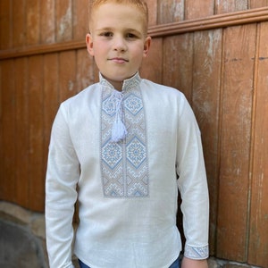 Vyshyvanka Ukrainian Embroidered Shirt, Vyshyvanka for boys, Linen Embroidered Boys Shirt