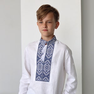 Embroidered Shirt for boy, Vyshyvanka Ukrainian Embroidered Shirt, White Vyshyvanka for kids