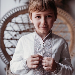 Kids Vyshyvanka Shirt, Ukrainian Embroidery Shirt, Ukraine Natural Shirt for boy, Ukrainian Folk Clothes