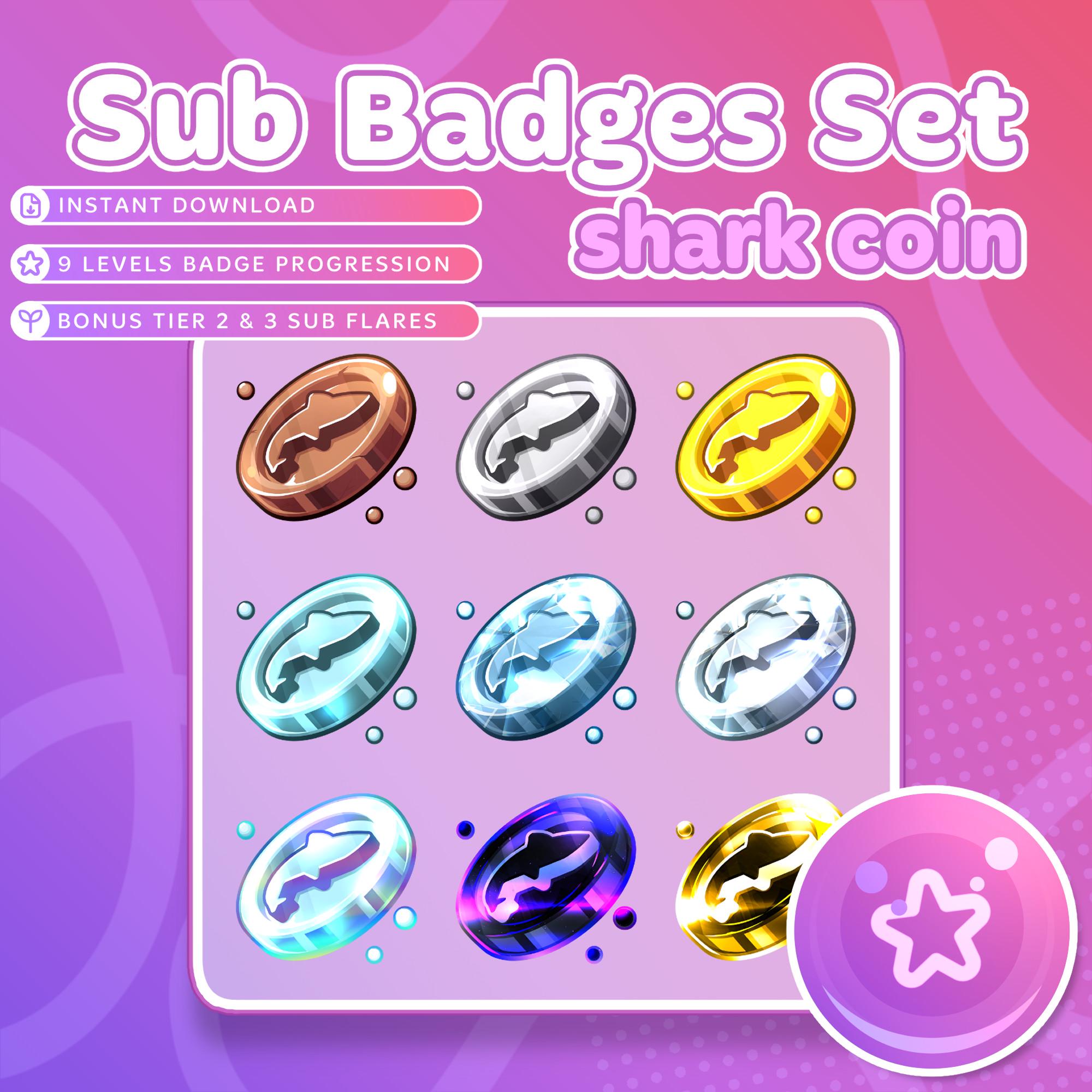 Twitch、Discord、YouTube 向けシャーク コイン バッジ セット - Etsy 日本