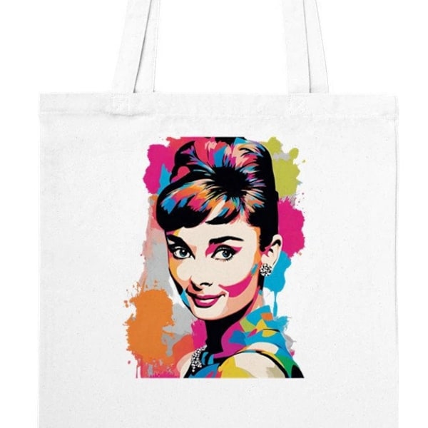 Audrey Hepburn 100% Cotton Tote Bag, Audrey Hepburn Gift, Breakfast at Tiffany's, Vintage Tote Bag, Hepburn, Audrey