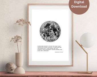 Printable Digital Art, Minimalist Print Art, Modern Minimalism, Digital Print, Printable Art, Moon Art, Inspirational Quote Art, Celestial