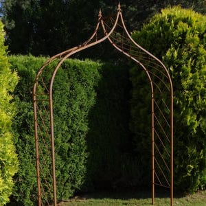Rotterdam 180 cm snoek rozenboog handgemaakte boog zwarte poedercoat natuurlijke roest pergola Caro