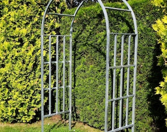 Arco de jardín de metal galvanizado hecho a mano - Pérgola para rosas, soporte para plantas trepadoras