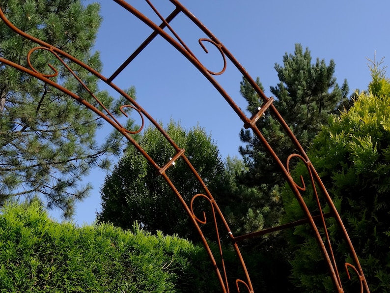 Metal Rose Arch With Pikes, Climbing Plant Pergola, Heavy Steel Garden ...