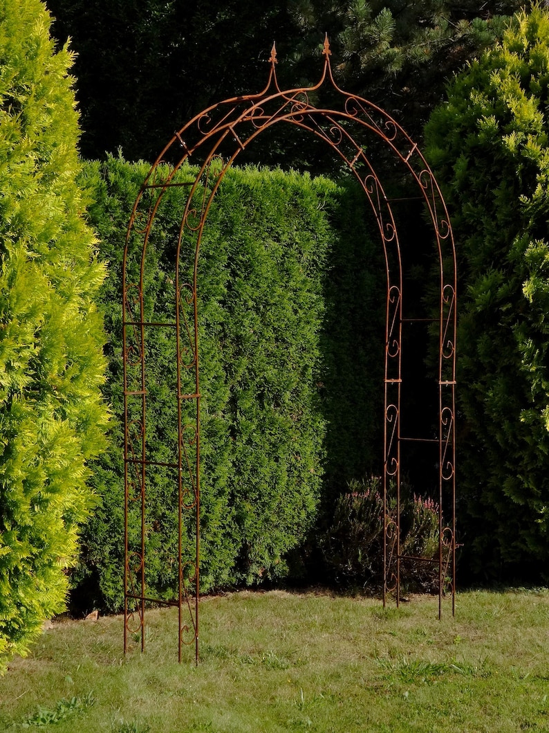 Metal Rose Arch With Pikes, Climbing Plant Pergola, Heavy Steel Garden ...