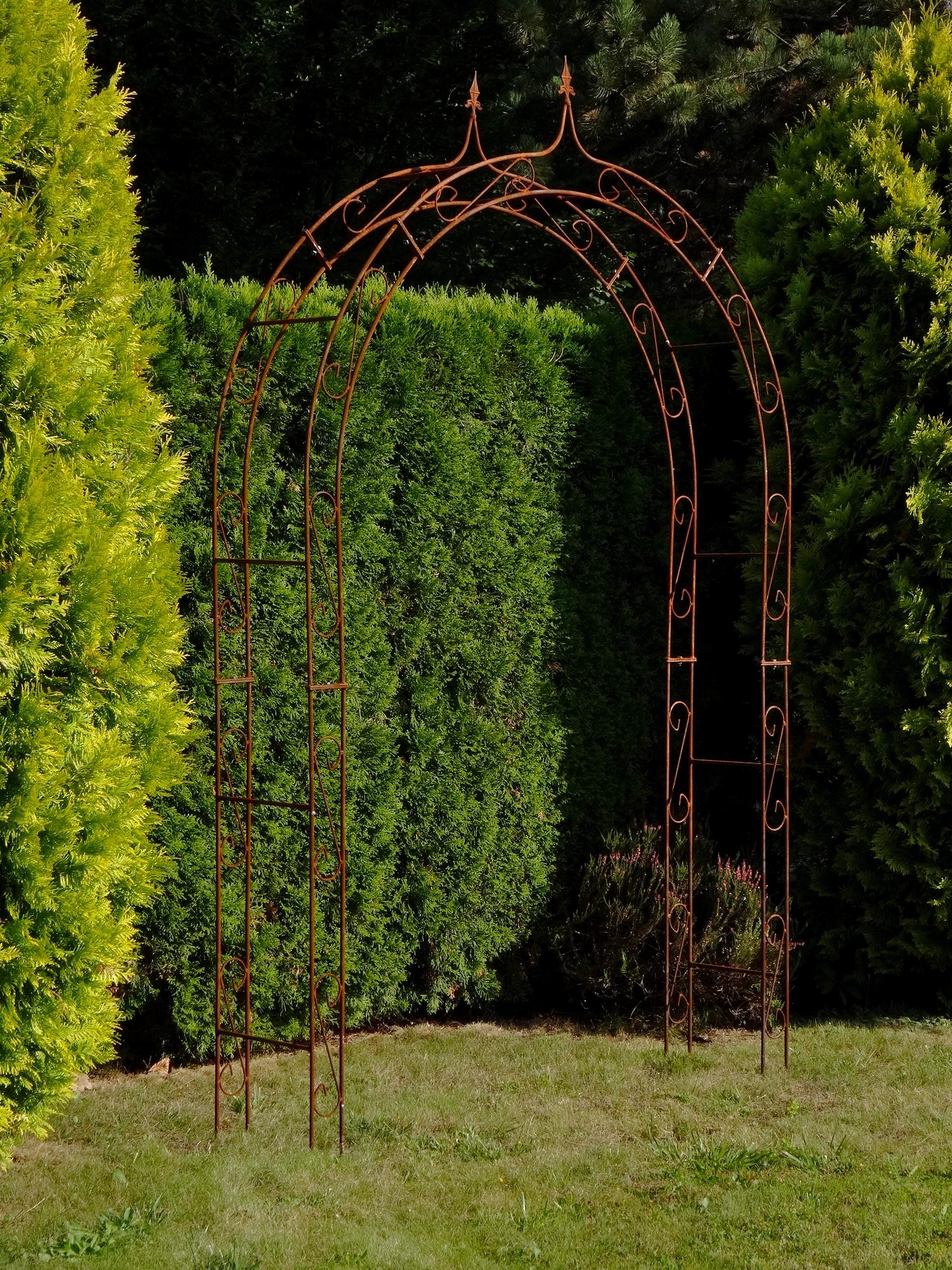Metal Rose Arch With Pikes, Climbing Plant Pergola, Heavy Steel Garden ...