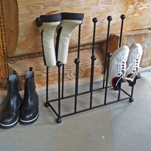 Solid metal welly stand indoor decoration 6 pairs of boots boot rack dryer modern design clean tidy rainy home furniture english style clean zdjęcie 5