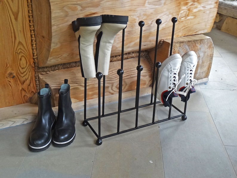 Solid metal welly stand indoor decoration 6 pairs of boots boot rack dryer modern design clean tidy rainy home furniture english style clean zdjęcie 5