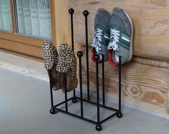 Modern Metal 4-Pair Boot Rack - Black Welly Stand