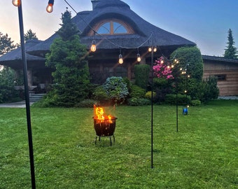 Festoenpaal verlichte tuinverlichting Paal feestverlichting standaard Houder Polen voor het ophangen van lichtslingers Decoraties Lampen Lantaarnshanger