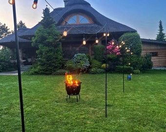 Soffittenmast beleuchteter Gartenlichtmast Partylichtständer Halter Stangen zum Aufhängen von Lichterketten, Dekorationen, Glühbirnen, Laternen, Aufhänger