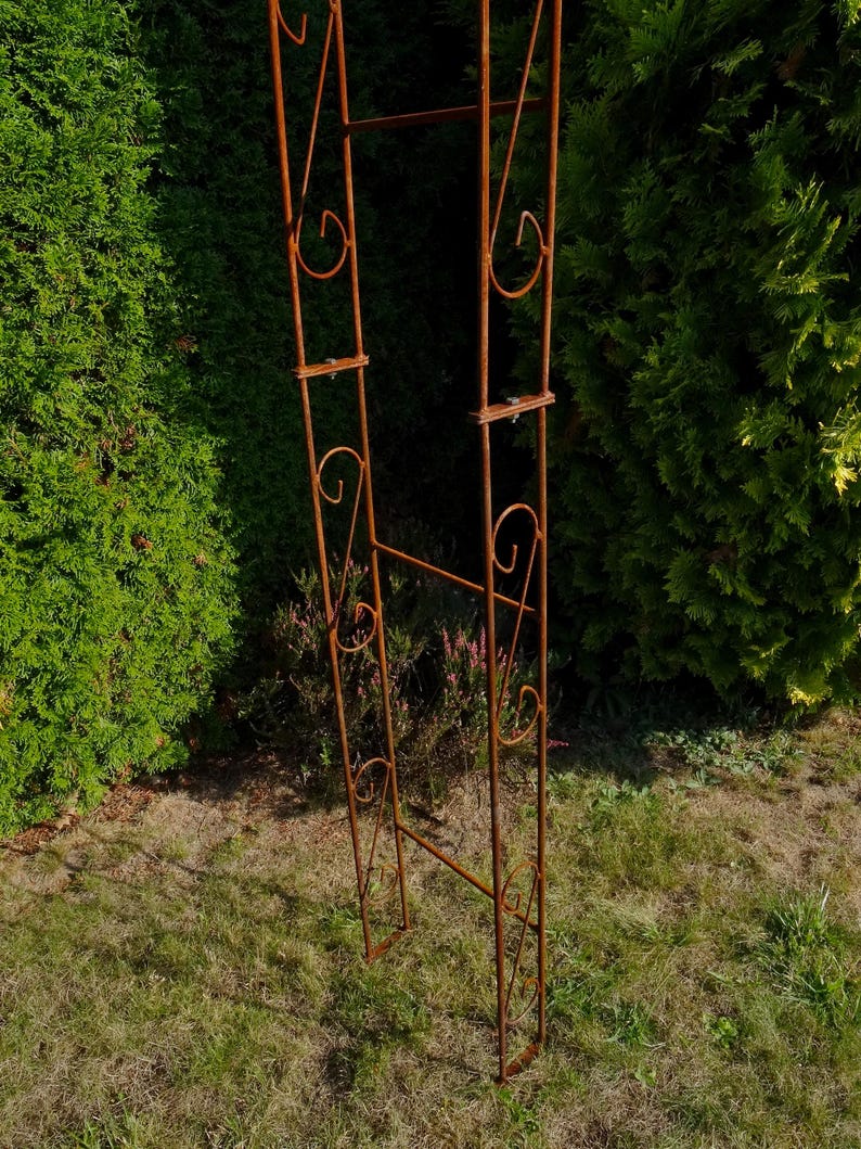 Metal Rose Arch With Pikes, Climbing Plant Pergola, Heavy Steel Garden ...