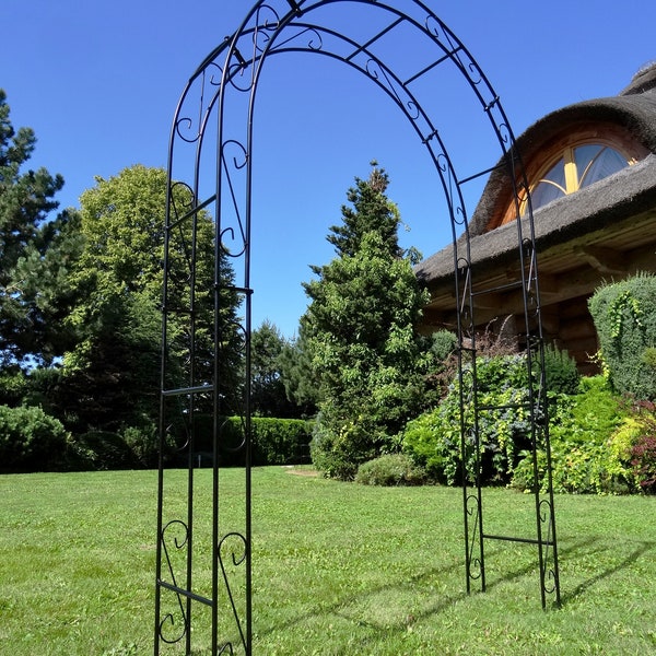 Cenador de metal Arco para rosas Pérgola Arco de jardín Arco redondo Arco de metal Pasaje pesado al jardín Soporte para plantas trepadoras Alambre de ø12 mm negro crudo