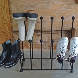 Solid metal welly stand indoor decoration 6 pairs of boots boot rack dryer modern design clean tidy rainy home furniture english style clean zdjęcie 3