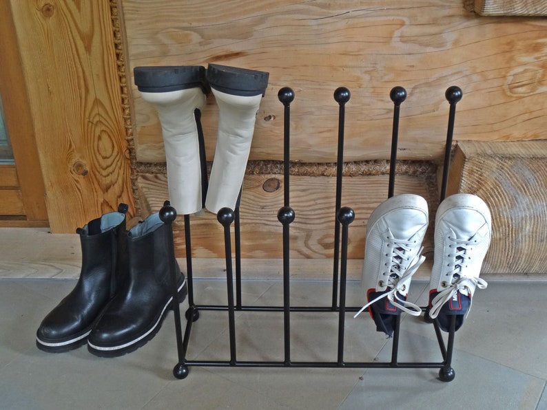 Solid metal welly stand indoor decoration 6 pairs of boots boot rack dryer modern design clean tidy rainy home furniture english style clean zdjęcie 3