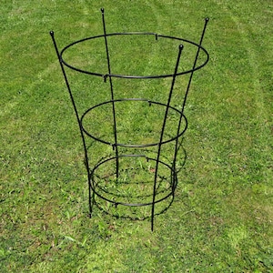 Garden steel  support , Metal obelisk ,  2x sizes plant and flower stand , painted black raw metal , In 2x parts , Metal trellis Rust frame