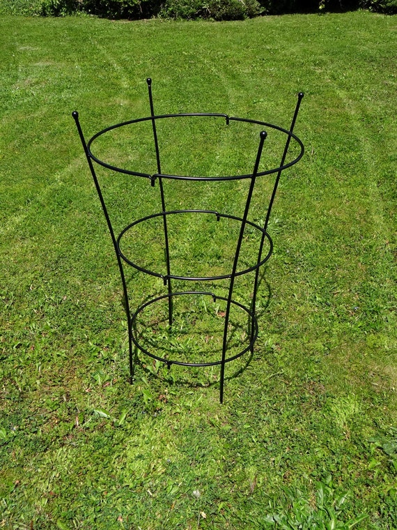 Garden steel  support , Metal obelisk ,  2x sizes plant and flower stand , painted black raw metal , In 2x parts , Metal trellis Rust frame