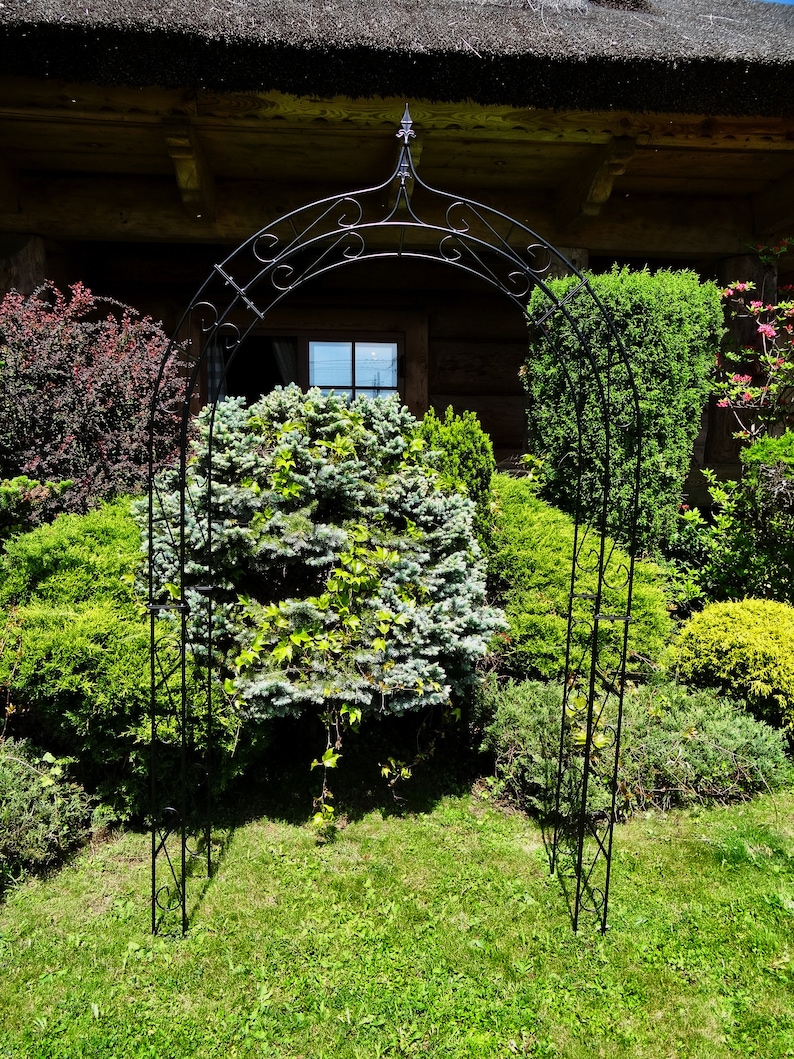 Metal Rose Arch With Pikes, Climbing Plant Pergola, Heavy Steel Garden ...