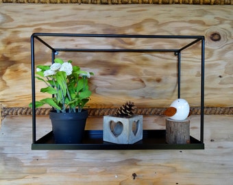 Stalen plank voor thuiskas, metalen plantendisplay (h32 x b48 x d18 cm)