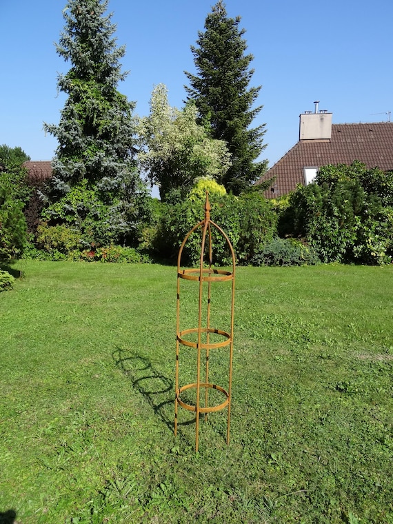 Rustic Metal Garden Obelisk, Plant Support, natural rust