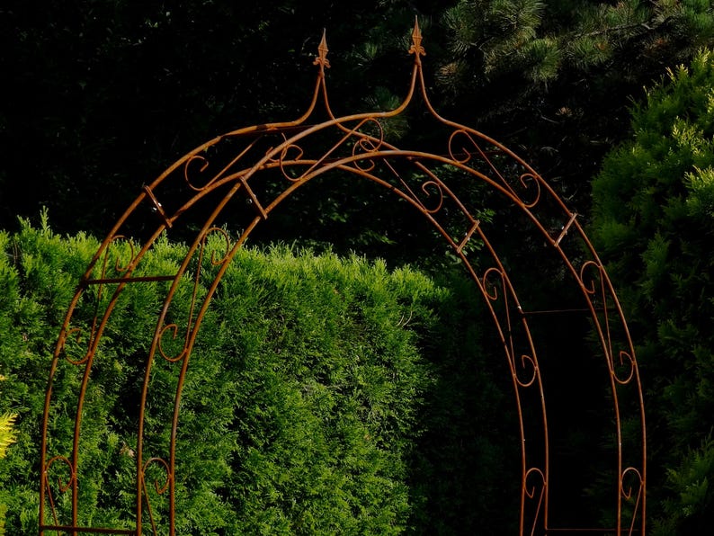 Metal Rose Arch With Pikes, Climbing Plant Pergola, Heavy Steel Garden ...