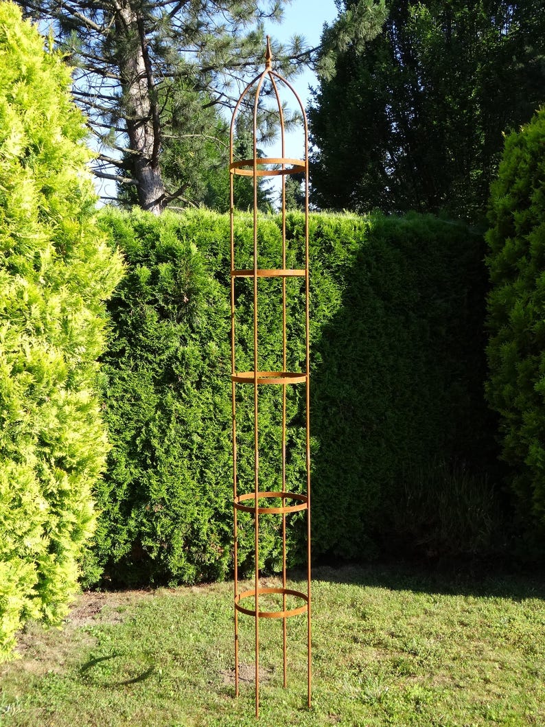 Rustieke metalen tuinobelisk, plantensteun, natuurlijk roest 260 - rust in 2 part
