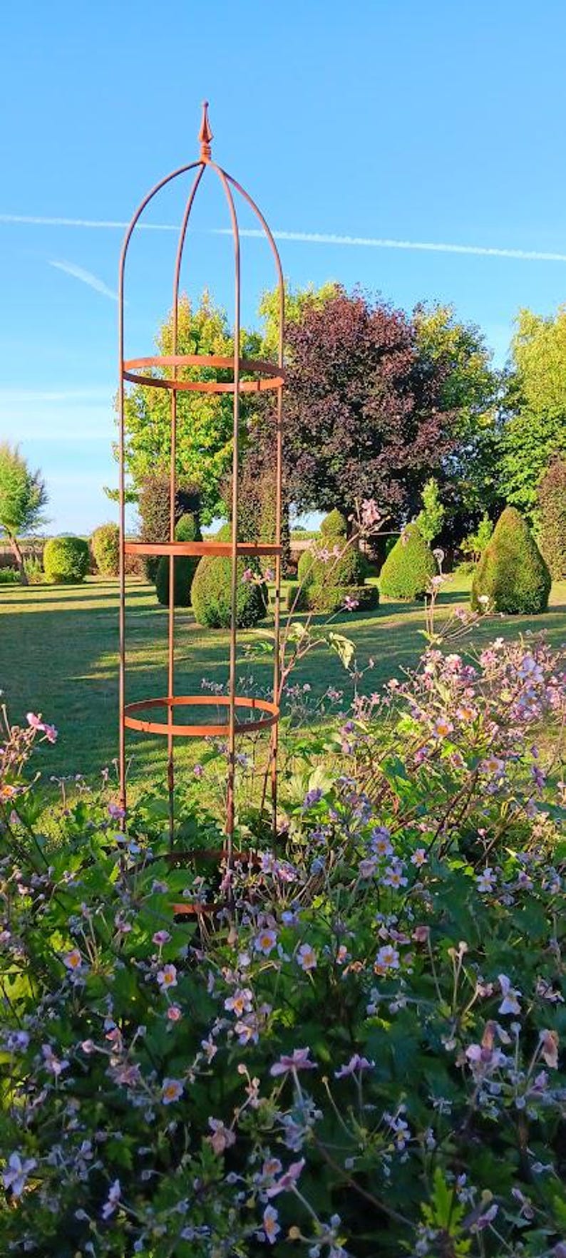 Rustieke metalen tuinobelisk, plantensteun, natuurlijk roest afbeelding 5