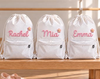 Personalised Drawstring Backpack, Gym & Sports Bag with Front Zip Pocket, Custom Waterproof Nylon Bag, Team Gifts, Christmas Gifts